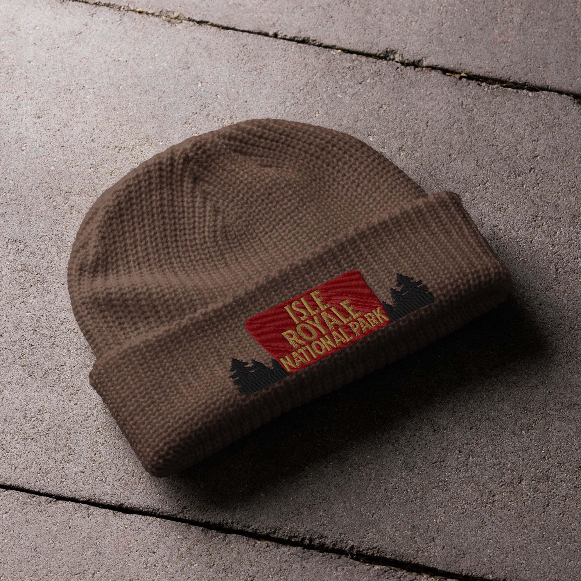 Isle Royale National Park Sign Embroidered Fisherman Style Beanie