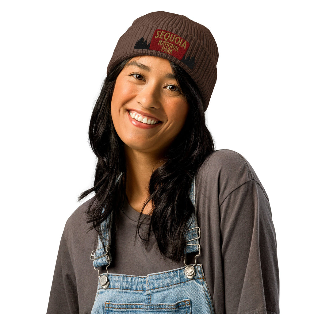 Sequoia National Park Sign Embroidered Beanie