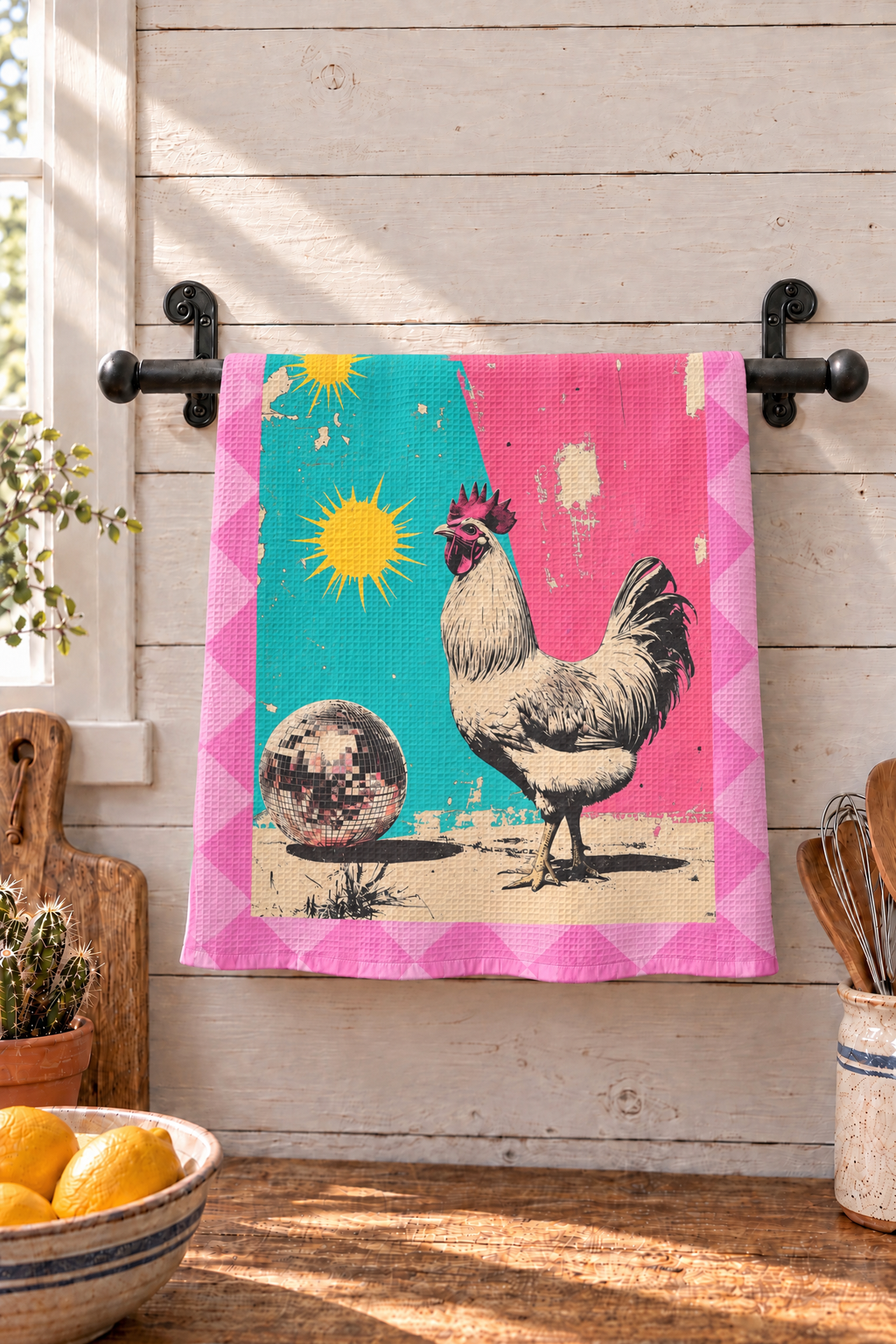 Baha Ranch Disco Chicken Set of 2 (same) Kitchen Towels Made in America
