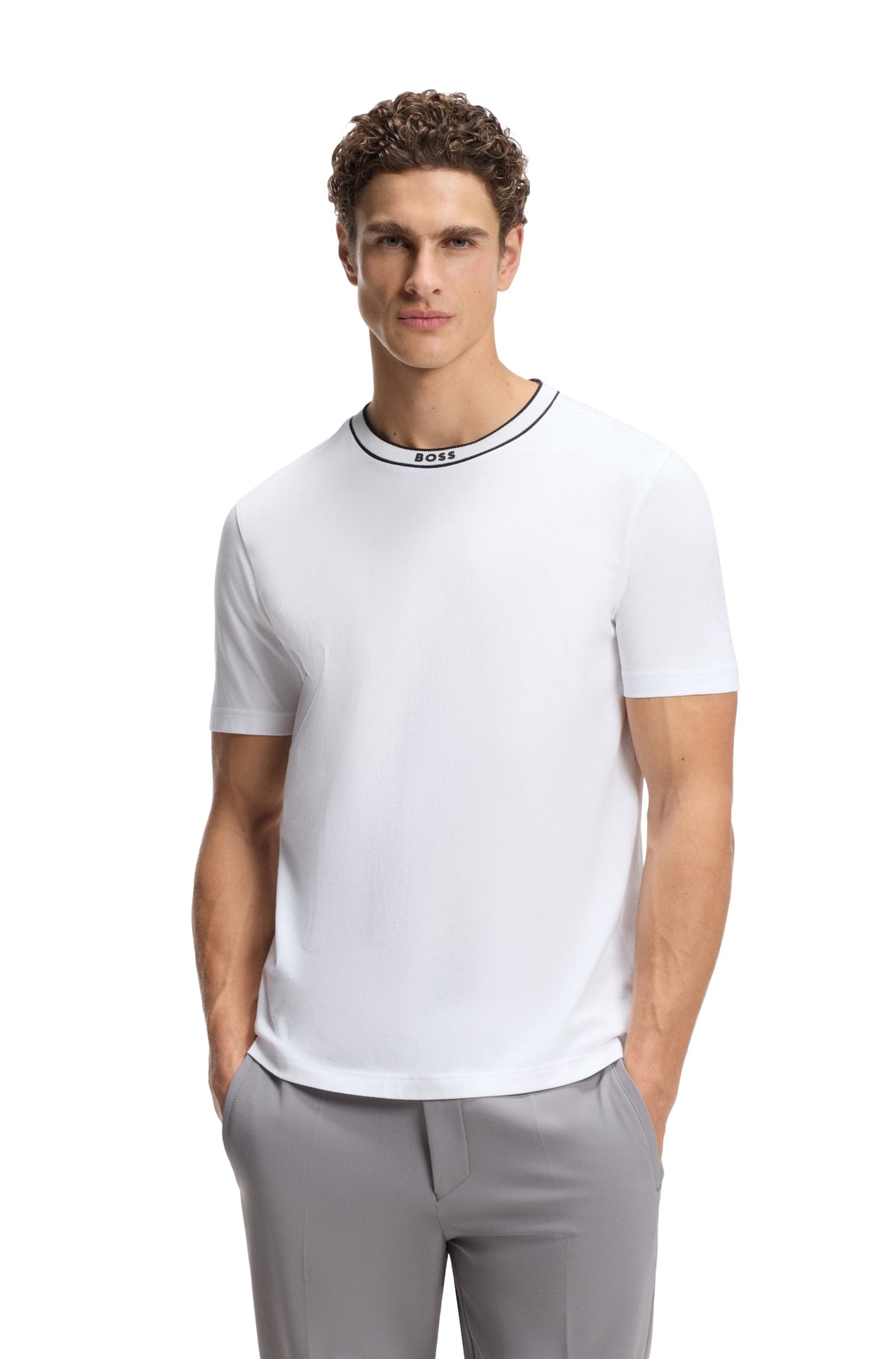 Boss Green Logo Crewneck Tee - White