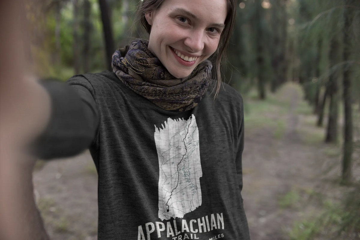 Appalachian National Scenic Trail Unisex Fit Long Sleeve T-shirt AT White Blaze Map