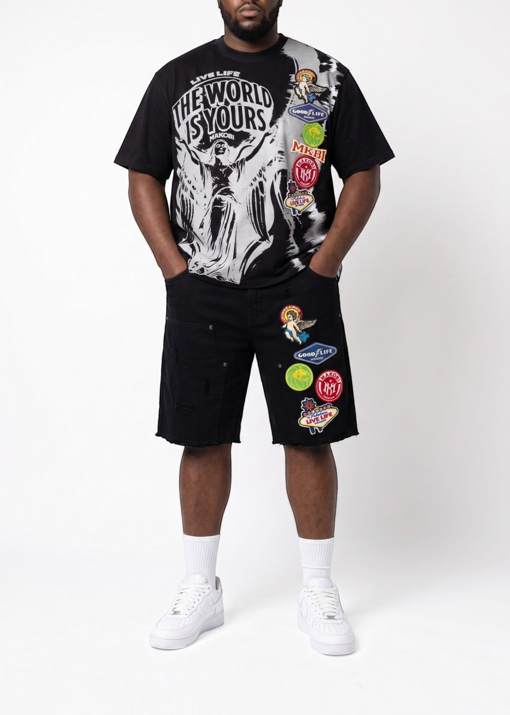 M941 Mondo Patch Denim Shorts - Black (NOT SOLD SEPARATELY - Add M441 to your Cart)