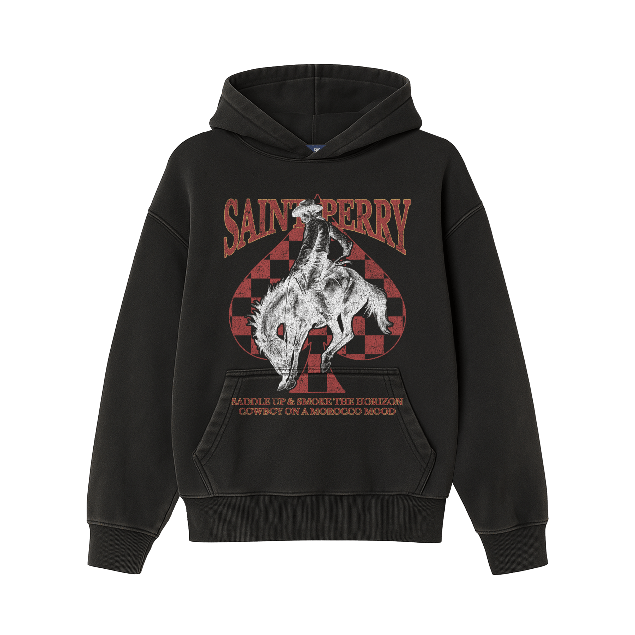 HORIZON RIDER LEATHER CARD CASE HOODIE VTG BLACK