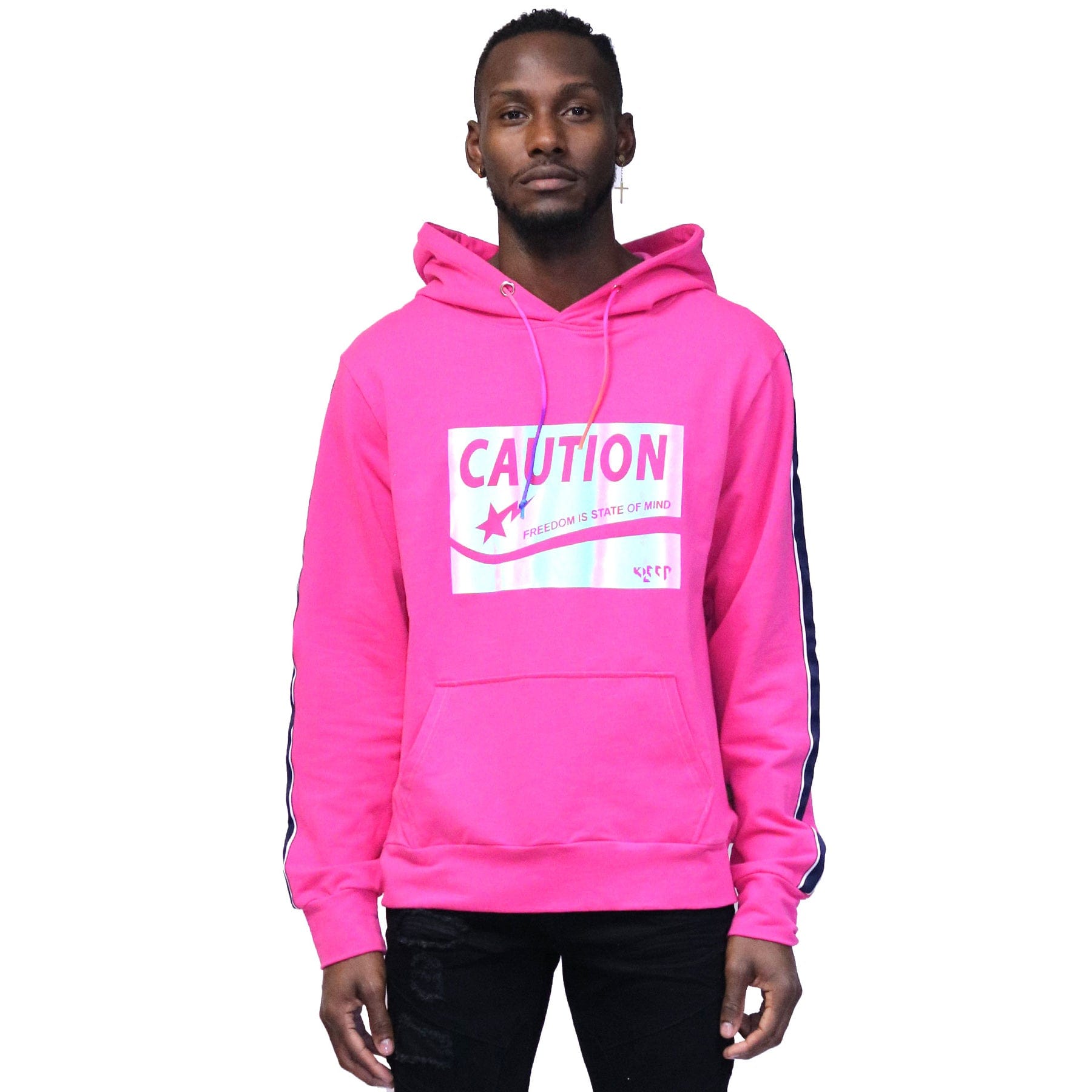 Tana Men's Premium Solid French Terry Hoodie with Reflective Print Details