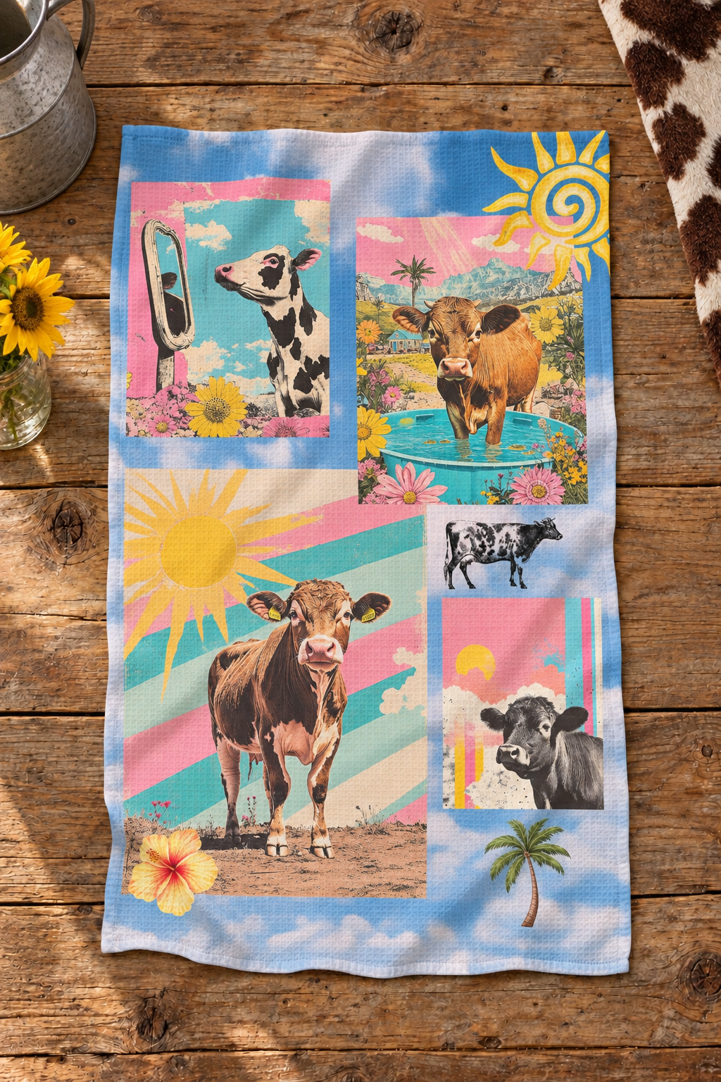 Baha Ranch Set of 2 For The love of cows Kitchen Towels Made in America