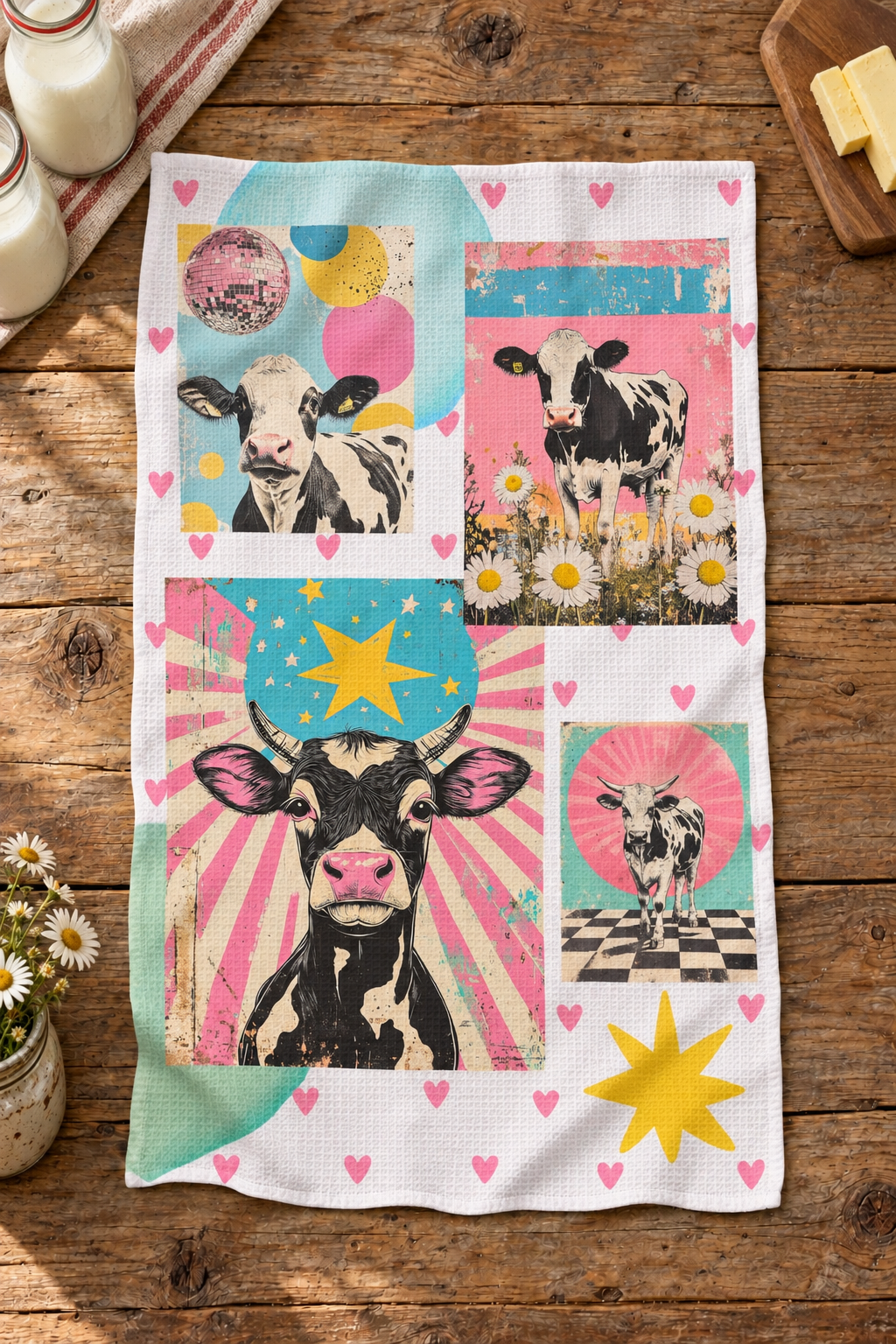 Baha Ranch Set of 2 For The love of cows Kitchen Towels Made in America