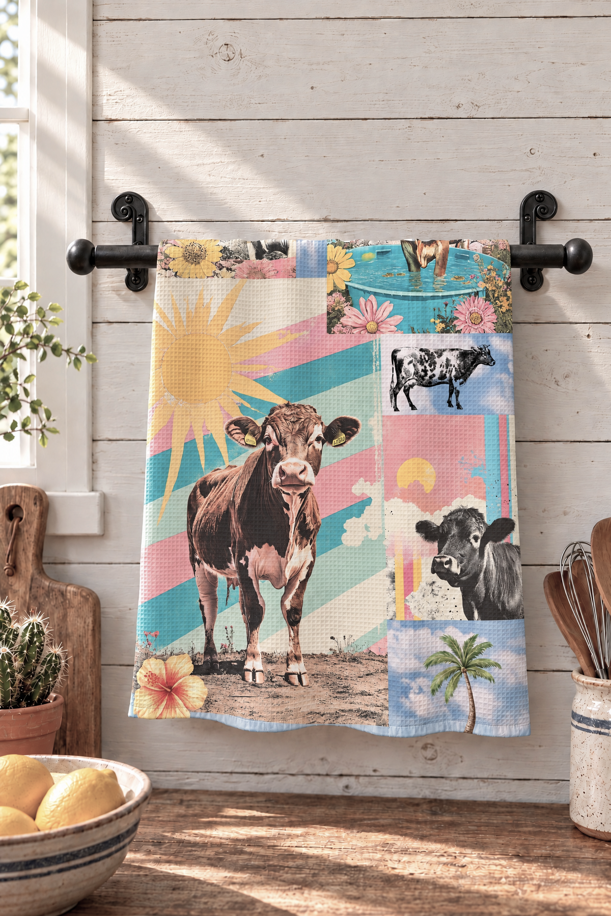 Baha Ranch Set of 2 For The love of cows Kitchen Towels Made in America