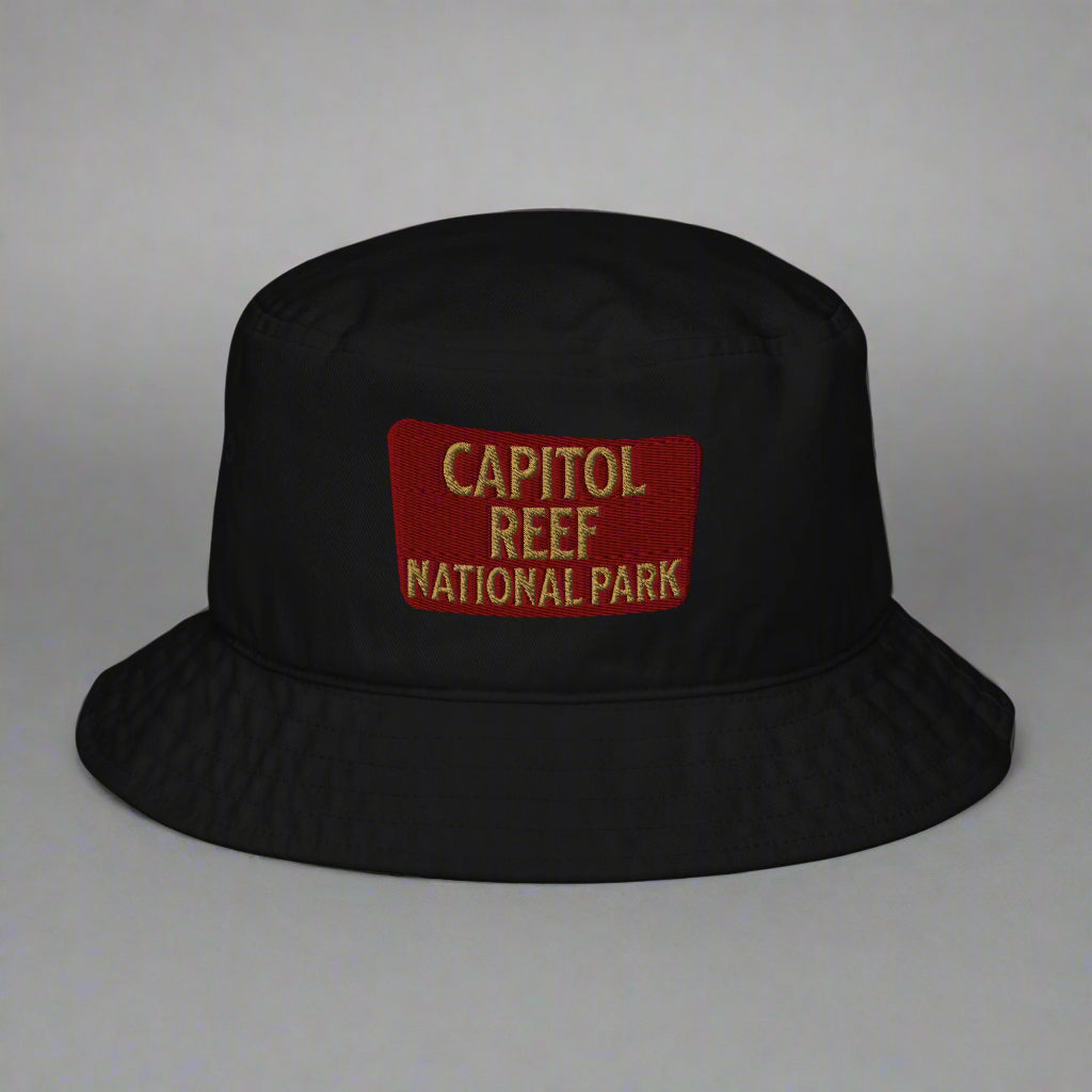 Capitol Reef National Park Sign Organic Cotton Embroidered Bucket Hat
