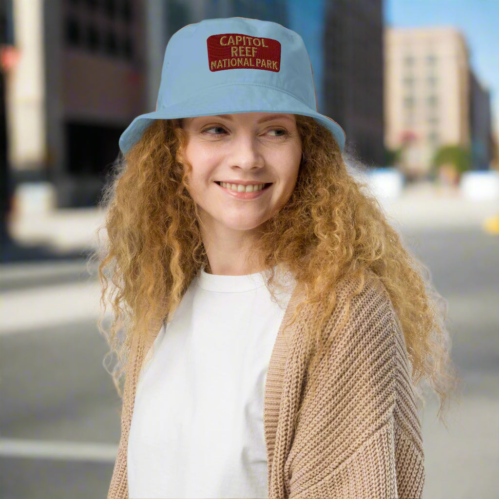 Capitol Reef National Park Sign Organic Cotton Embroidered Bucket Hat