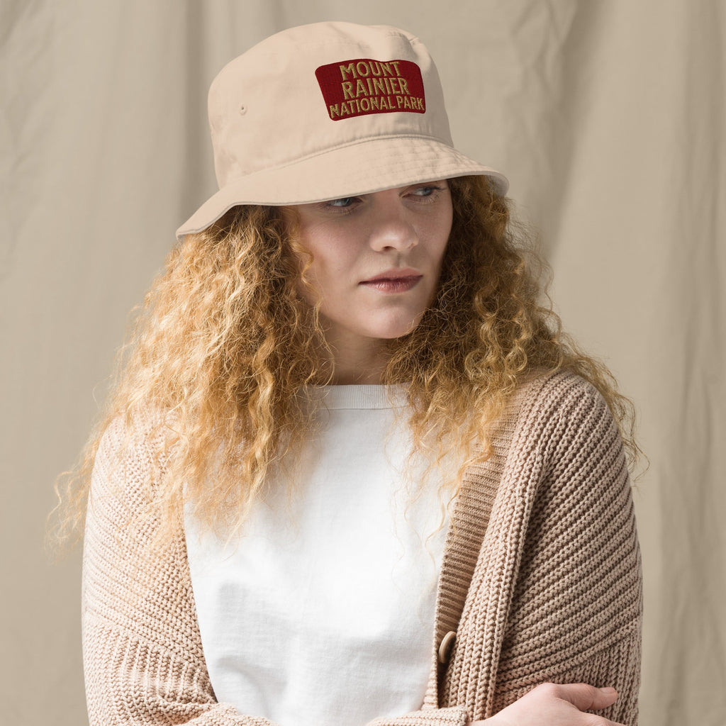 Mount Rainier National Park Sign Organic Bucket Hat