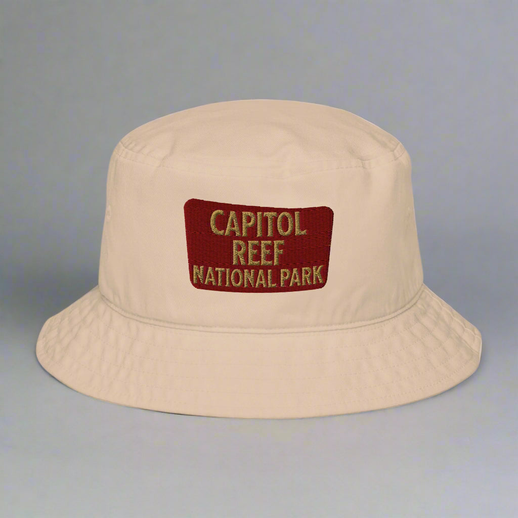 Capitol Reef National Park Sign Organic Cotton Embroidered Bucket Hat