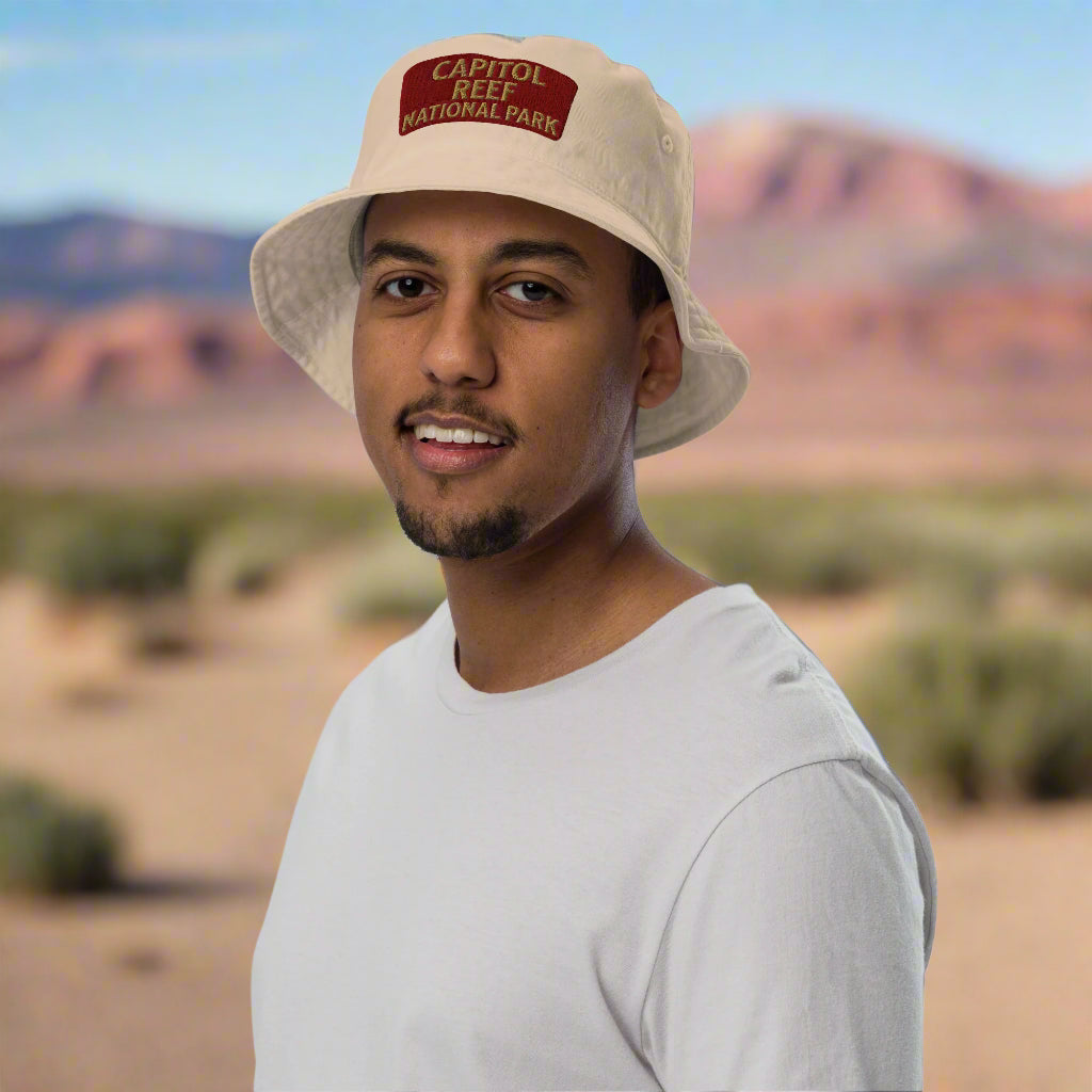 Capitol Reef National Park Sign Organic Cotton Embroidered Bucket Hat