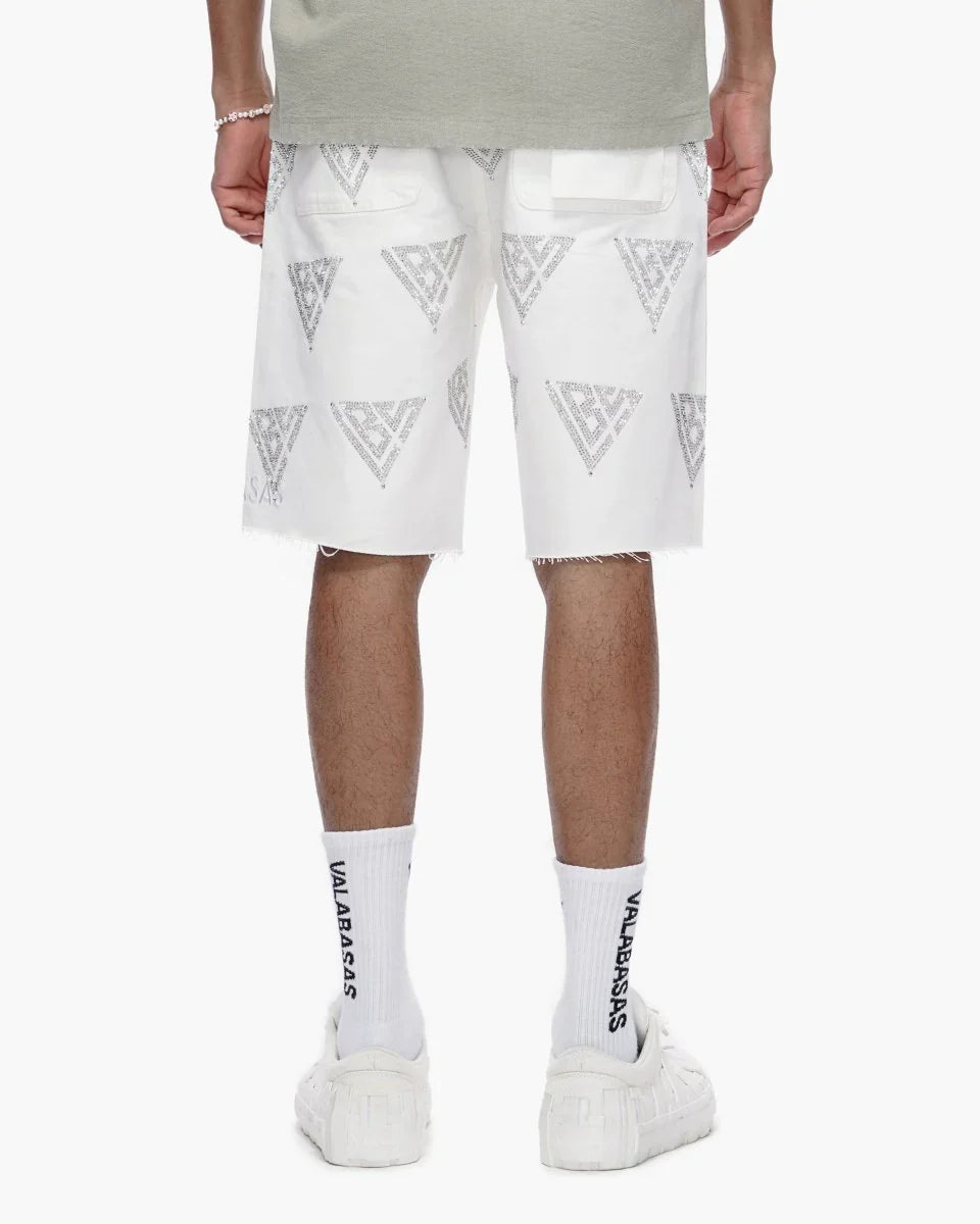 Valabasas Palace Rhinestone Shorts - White