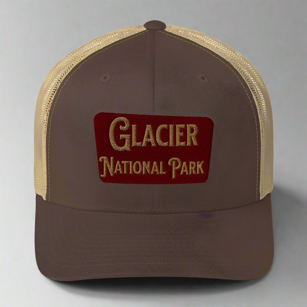 Glacier Embroidered National Park Sign Trucker Hat