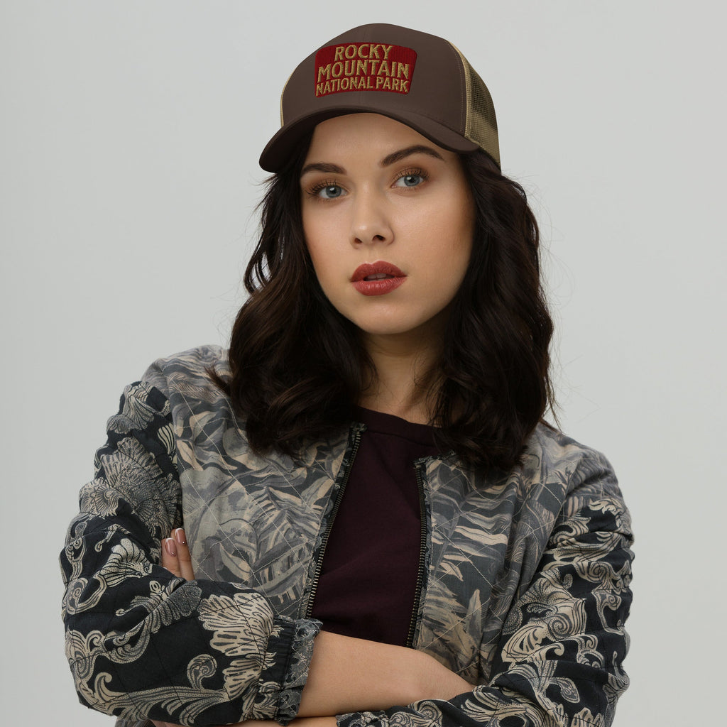 Rocky Mountain National Park Sign Embroidered Trucker Hat