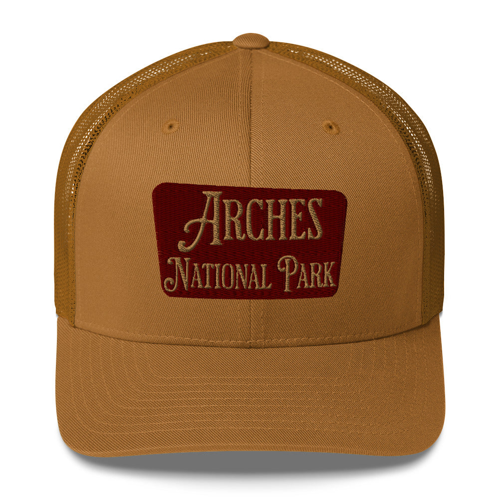Arches Embroidered National Park Sign Trucker Hat