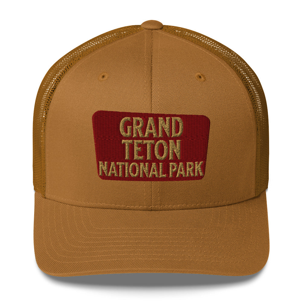 Grand Teton National Park Sign Embroidered Trucker Hat