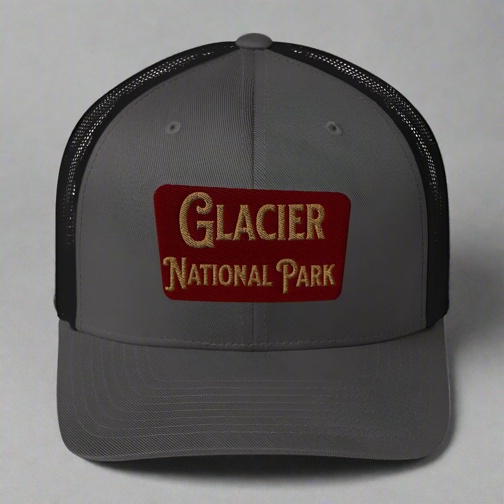 Glacier Embroidered National Park Sign Trucker Hat
