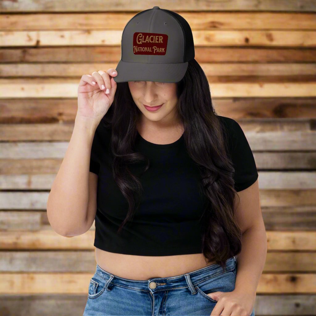 Glacier Embroidered National Park Sign Trucker Hat