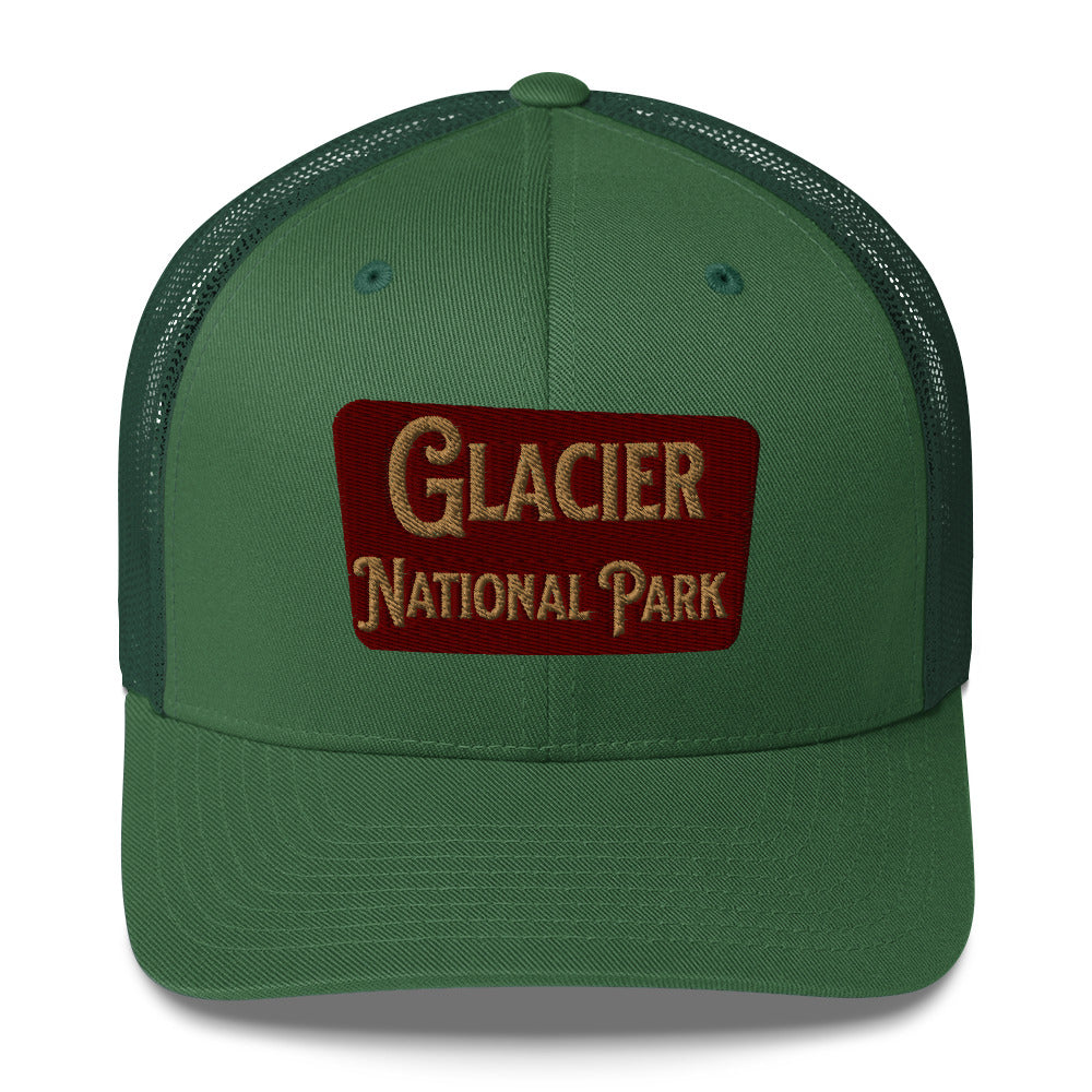 Glacier Embroidered National Park Sign Trucker Hat