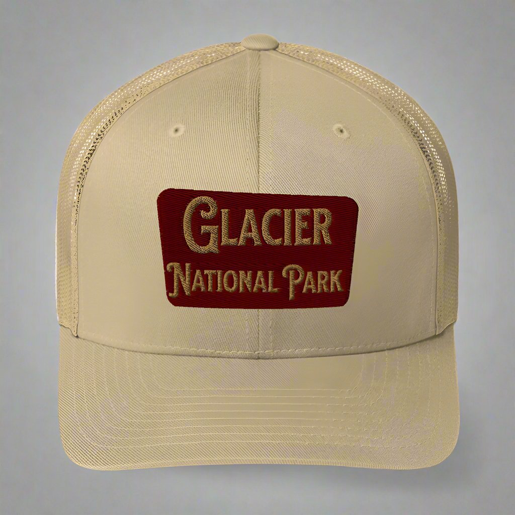 Glacier Embroidered National Park Sign Trucker Hat