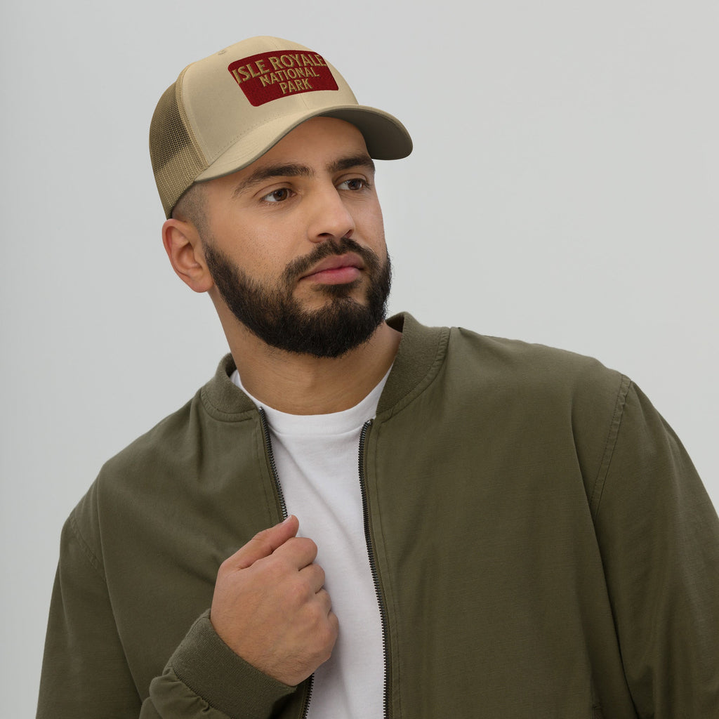 Isle Royale National Park Sign Embroidered Trucker Hat