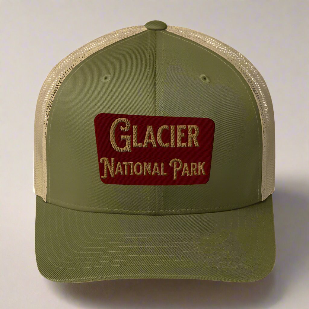 Glacier Embroidered National Park Sign Trucker Hat