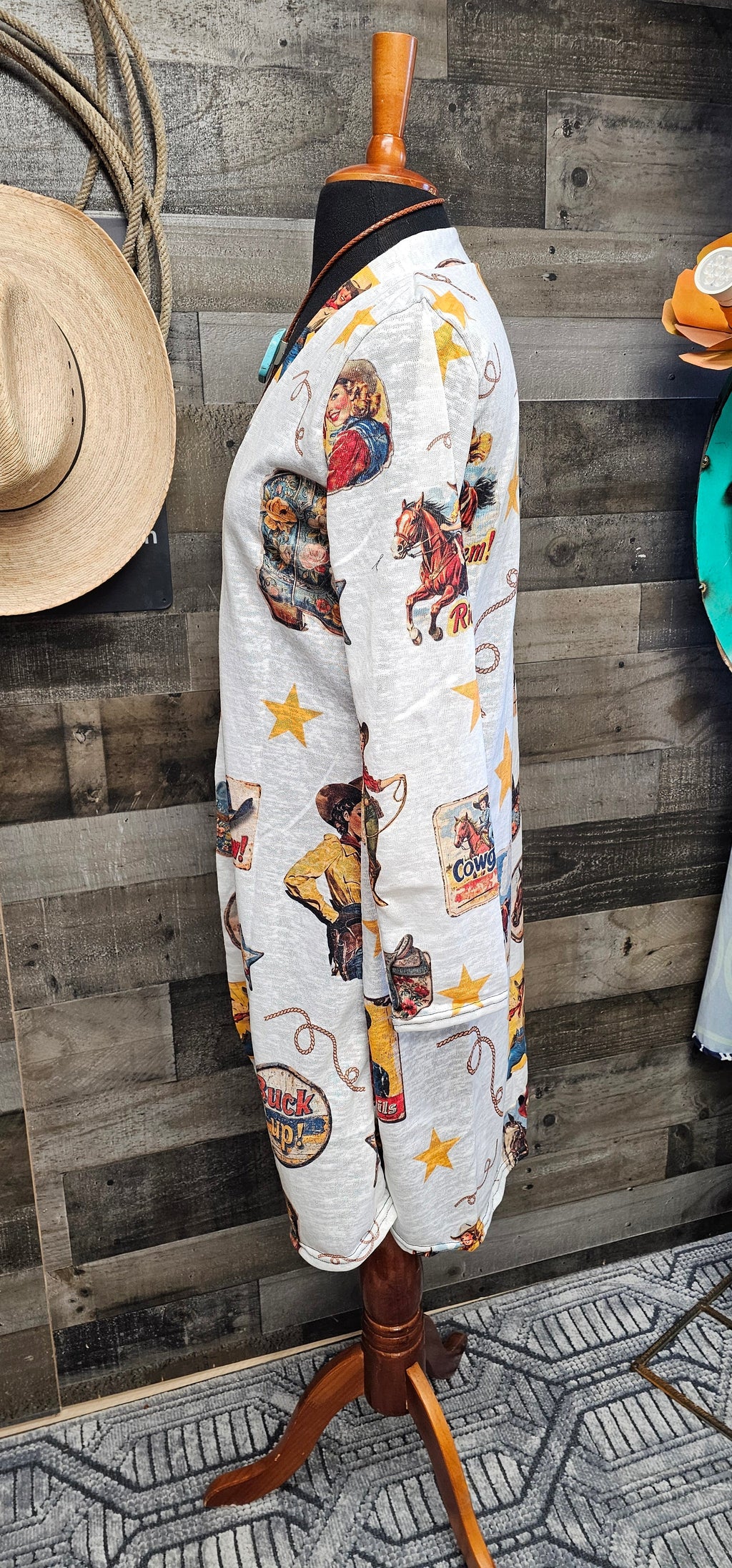 Vintage Cowgirl Collage Western Lightweight Cardigan