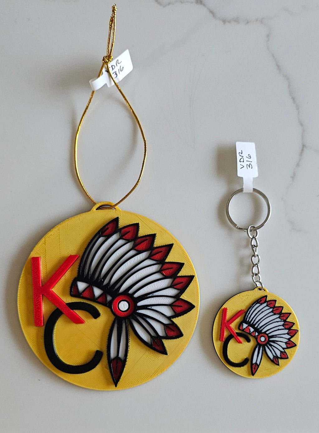 3D Print Chiefs Kc Kansas City Football Ornament or Keychain