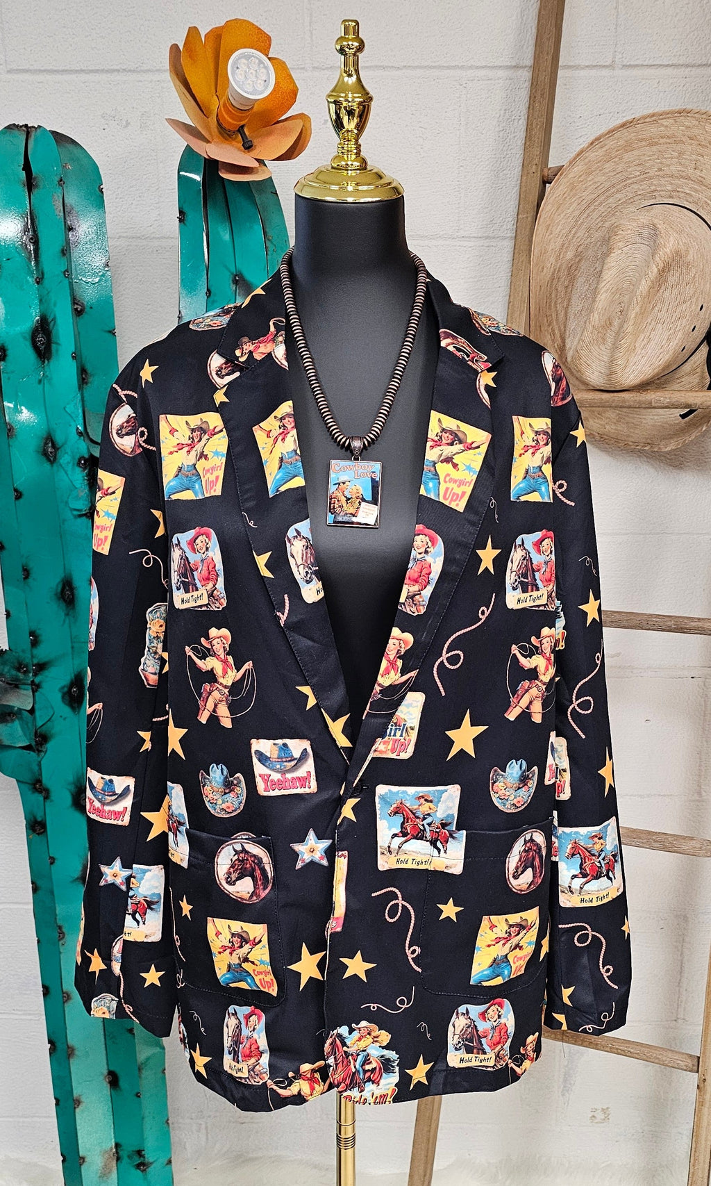 Vintage Cowgirl Collage Western Blazer