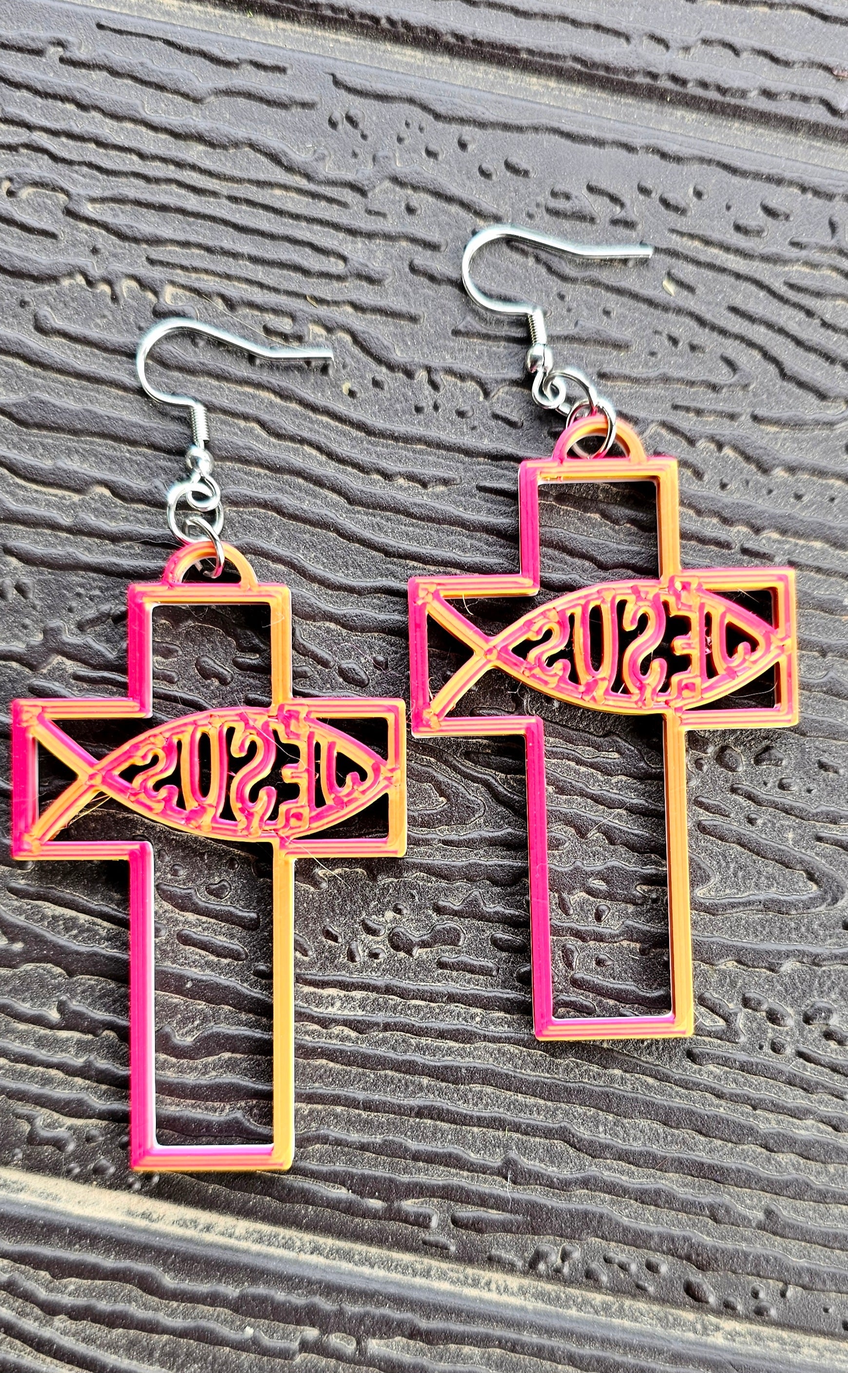 3D Print Christian Cross Faith Earrings Made in America