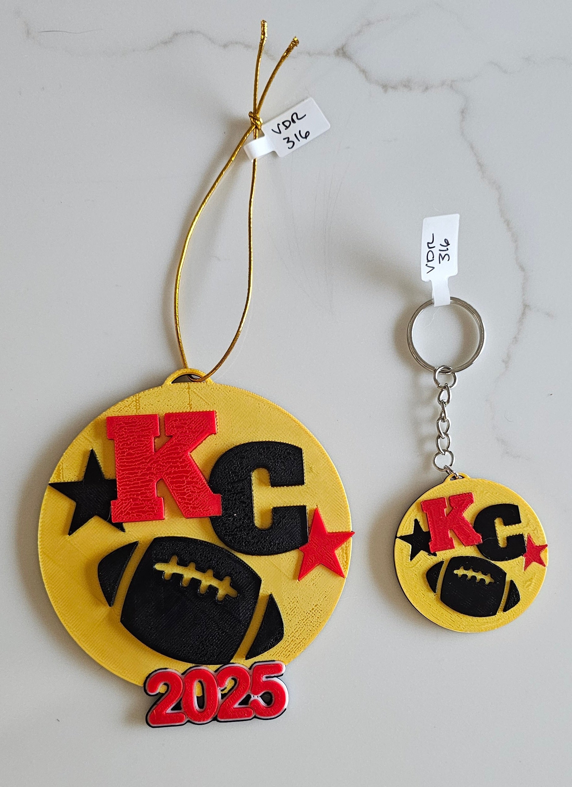 3D Print Chiefs Kc Kansas City Football Ornament or Keychain
