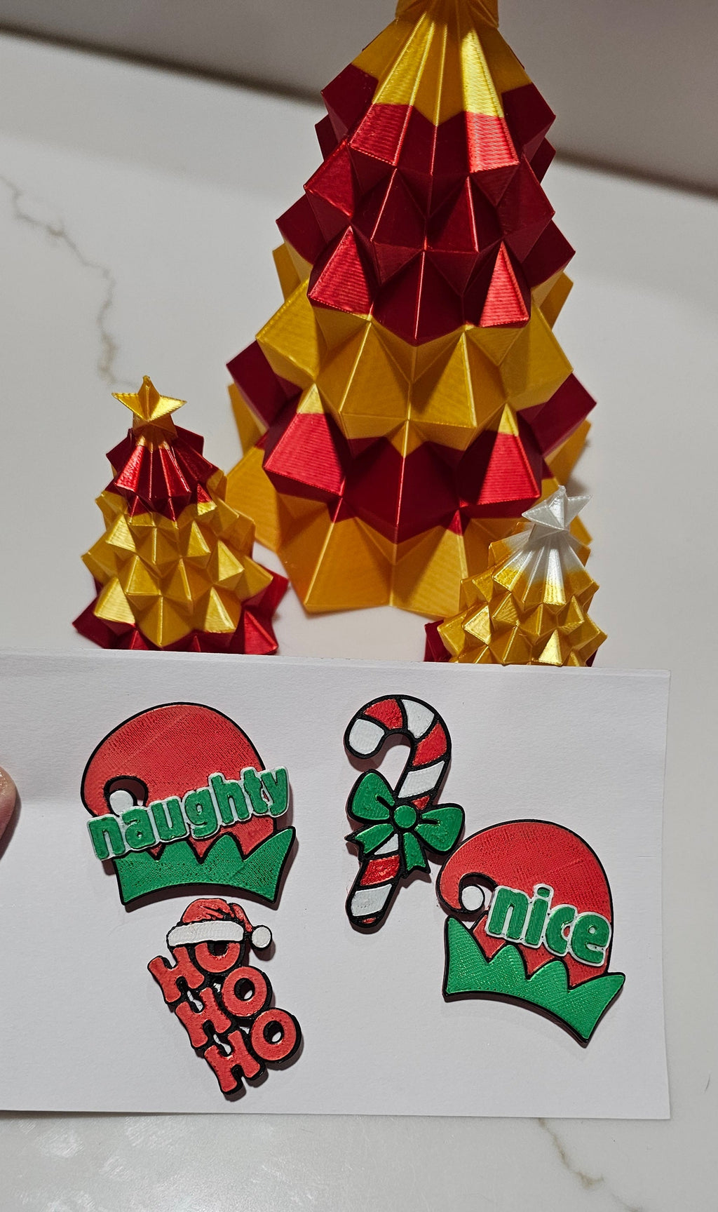 set of 4 Naughty Nice Candy Cane HOHOHO Hat Pins Christmas Made in America
