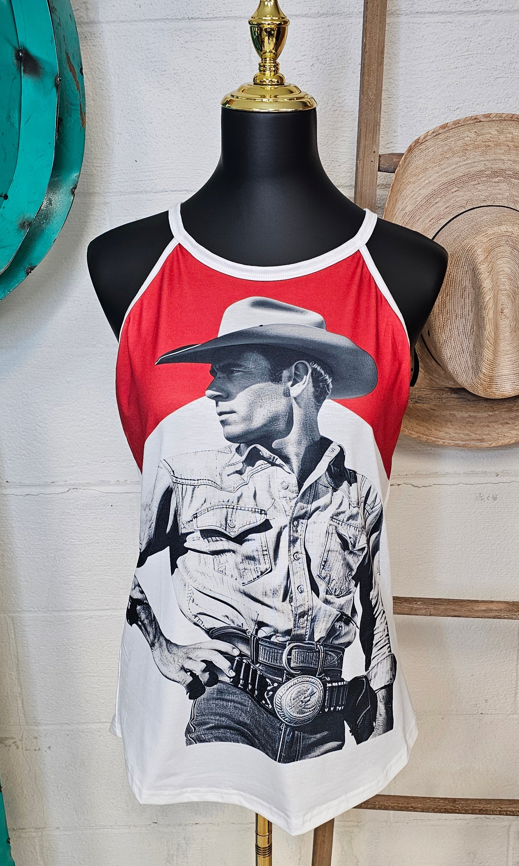 Black White Cowboy Vintage Tank Top