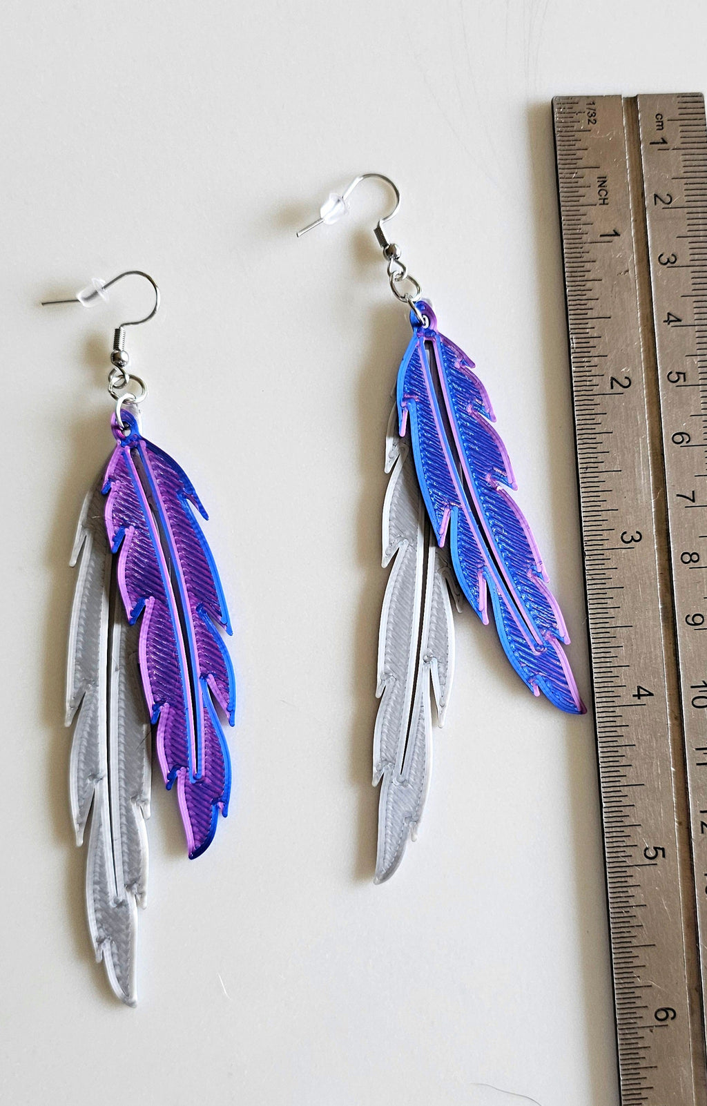 3D Print Double Feather Boho Earrings Made in America