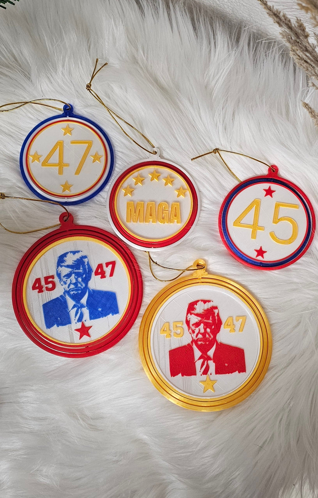 Ultimate Trump 3D Print Christmas Ornament Set Made in America
