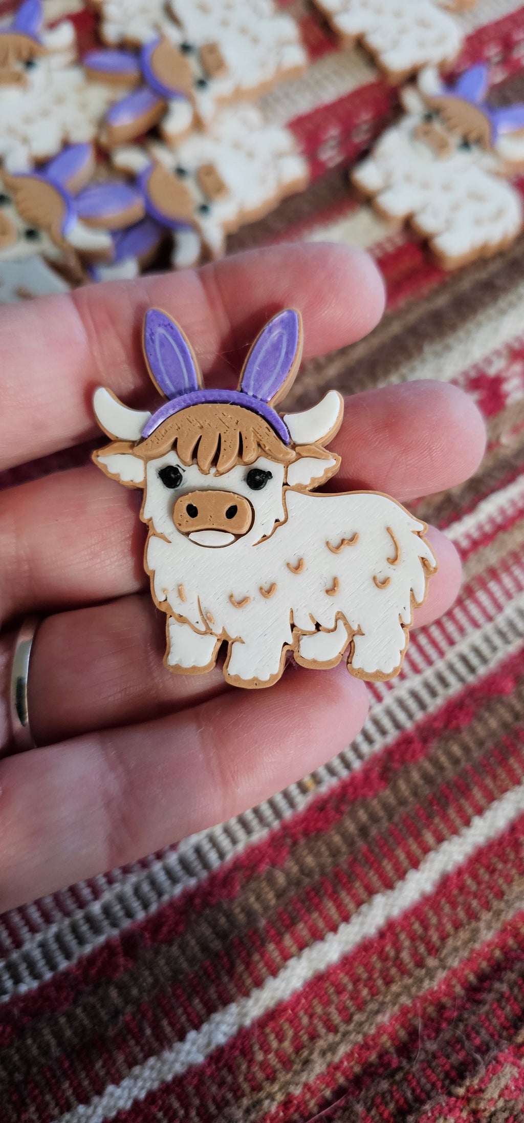 Bag of 25 -Boutique 3d Printed Package Inserts Cute Easter Highland Cow Made in America