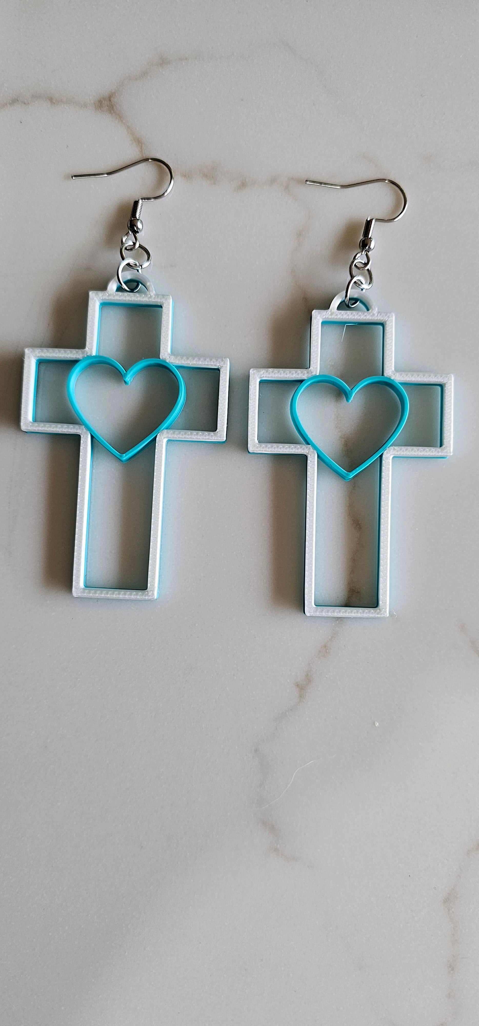 3D Print Christian Cross Faith Earrings Made in America