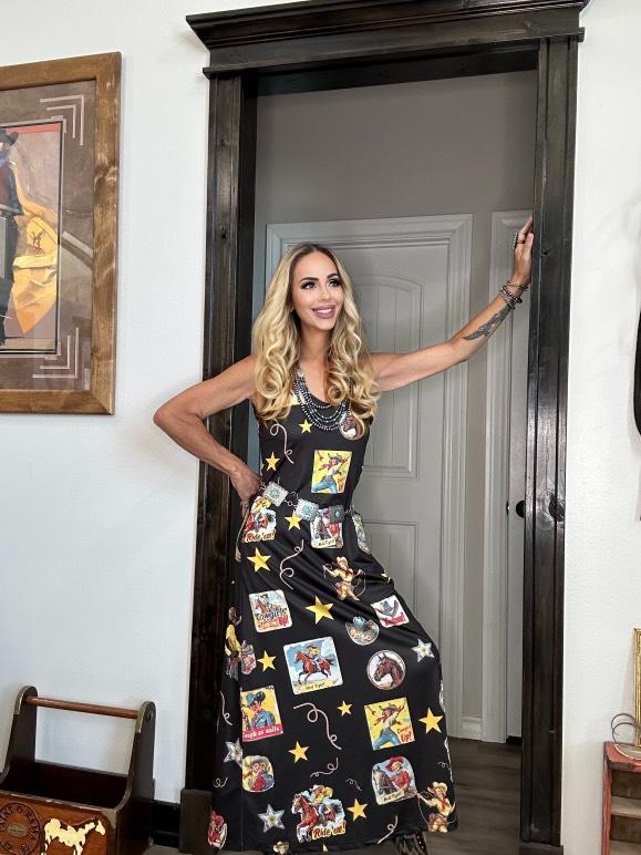 Vintage Cowgirl Collage Western Sun Dress