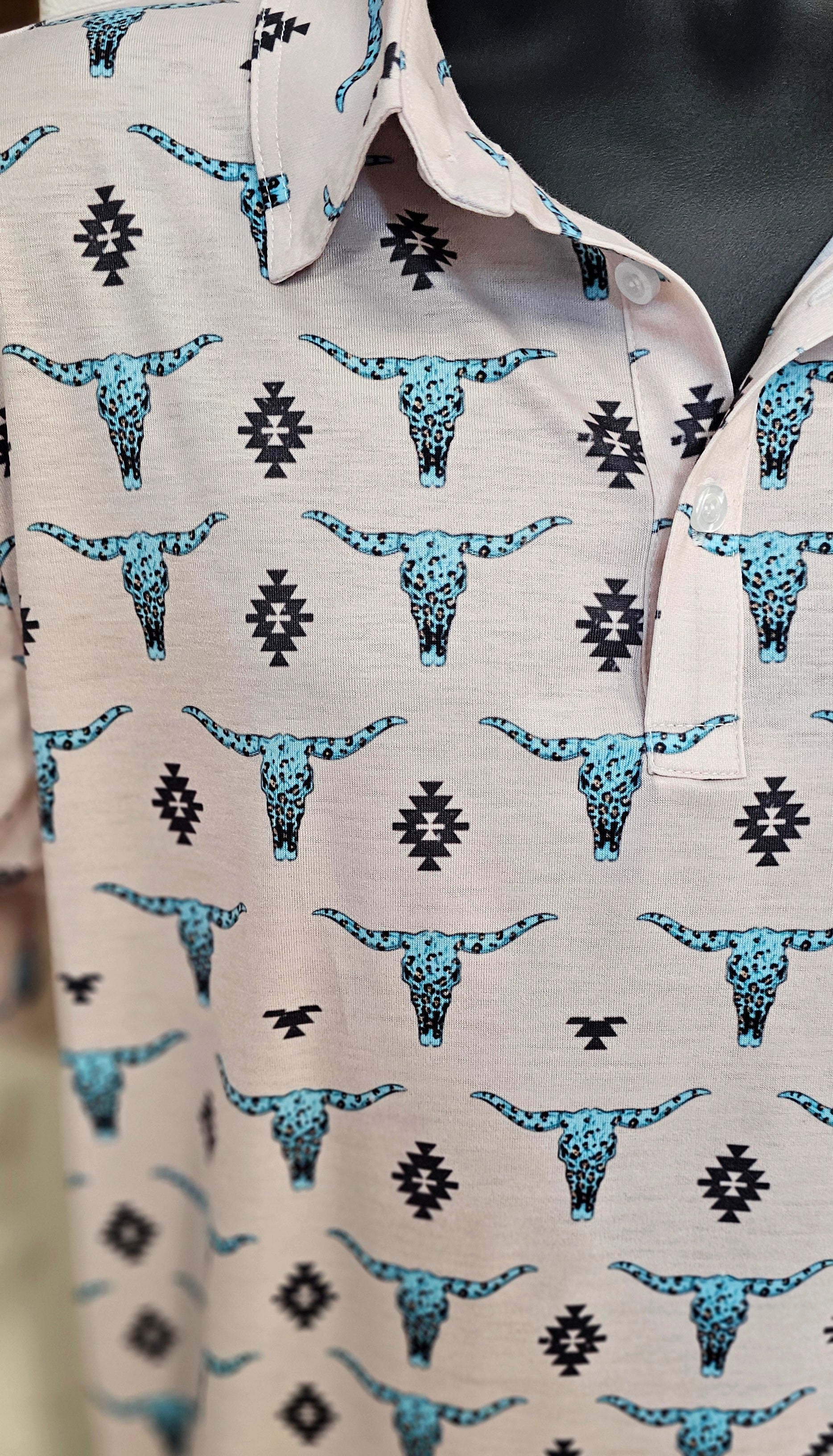 Turquoise Longhorn Polo Style Shirt