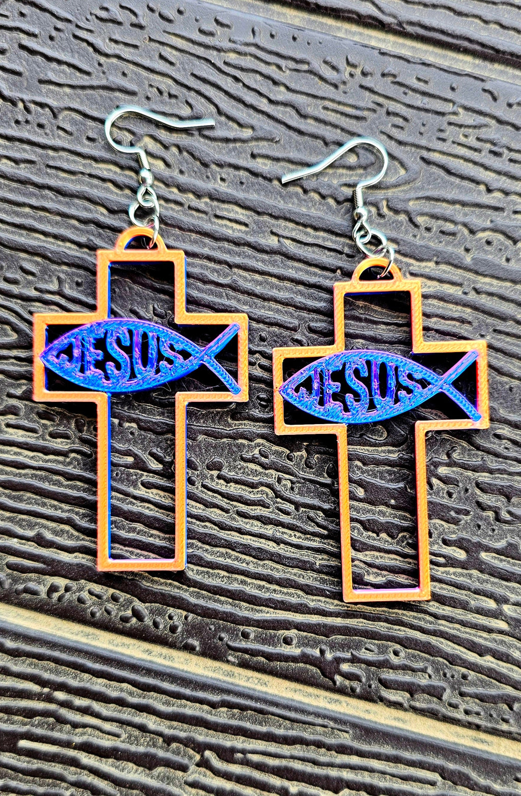 3D Print Christian Cross Faith Earrings Made in America