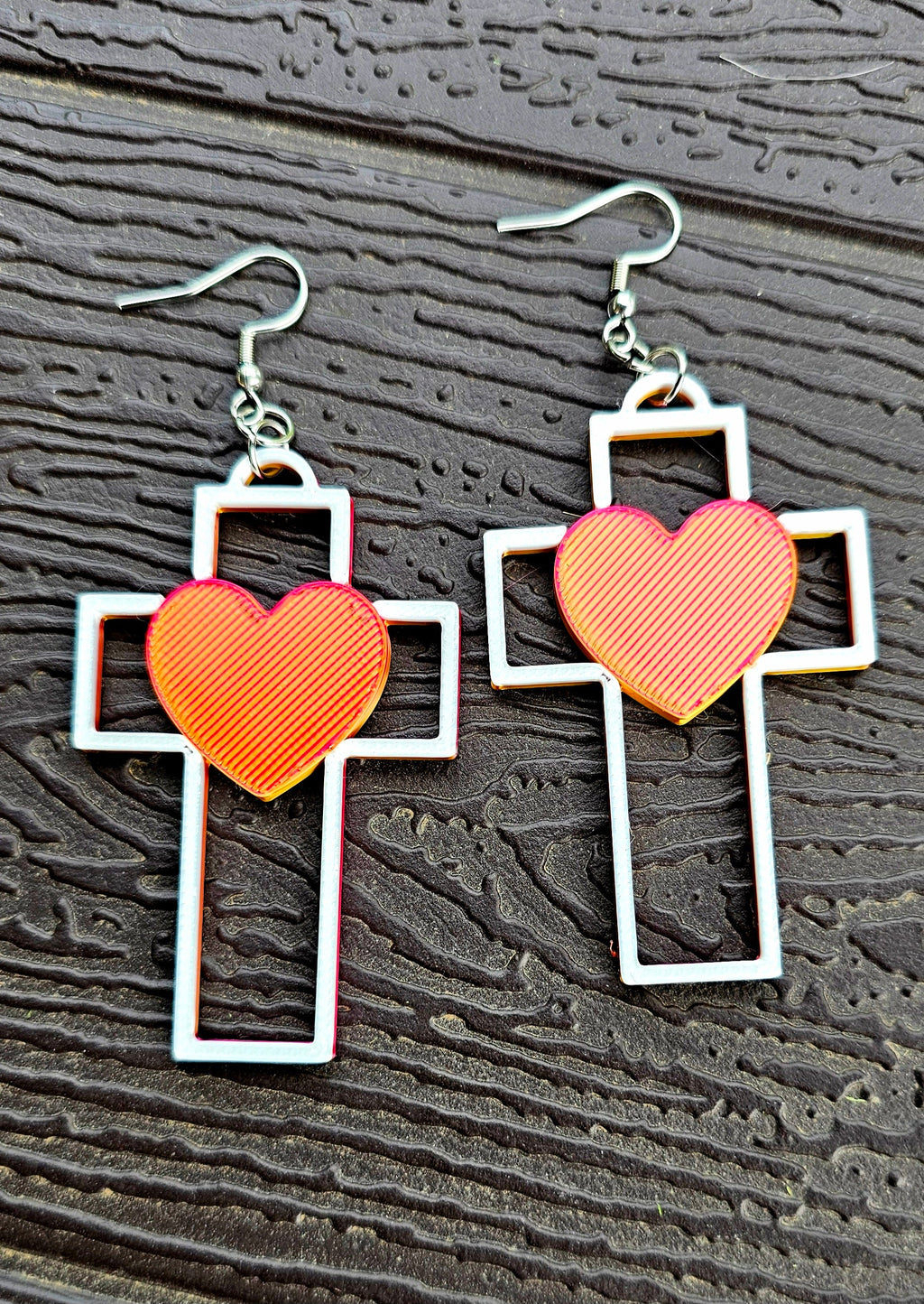 3D Print Christian Cross Faith Earrings Made in America