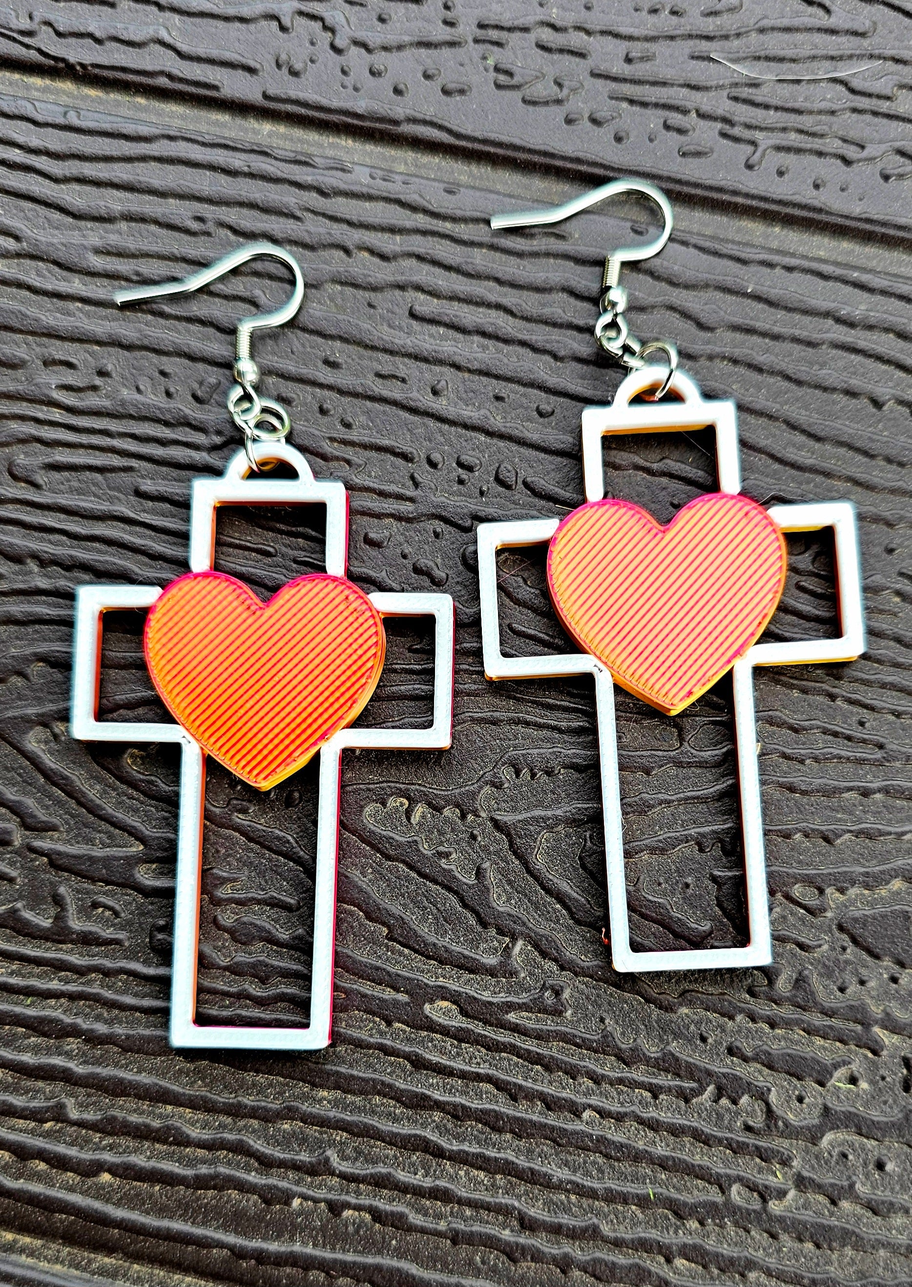 3D Print Christian Cross Faith Earrings Made in America