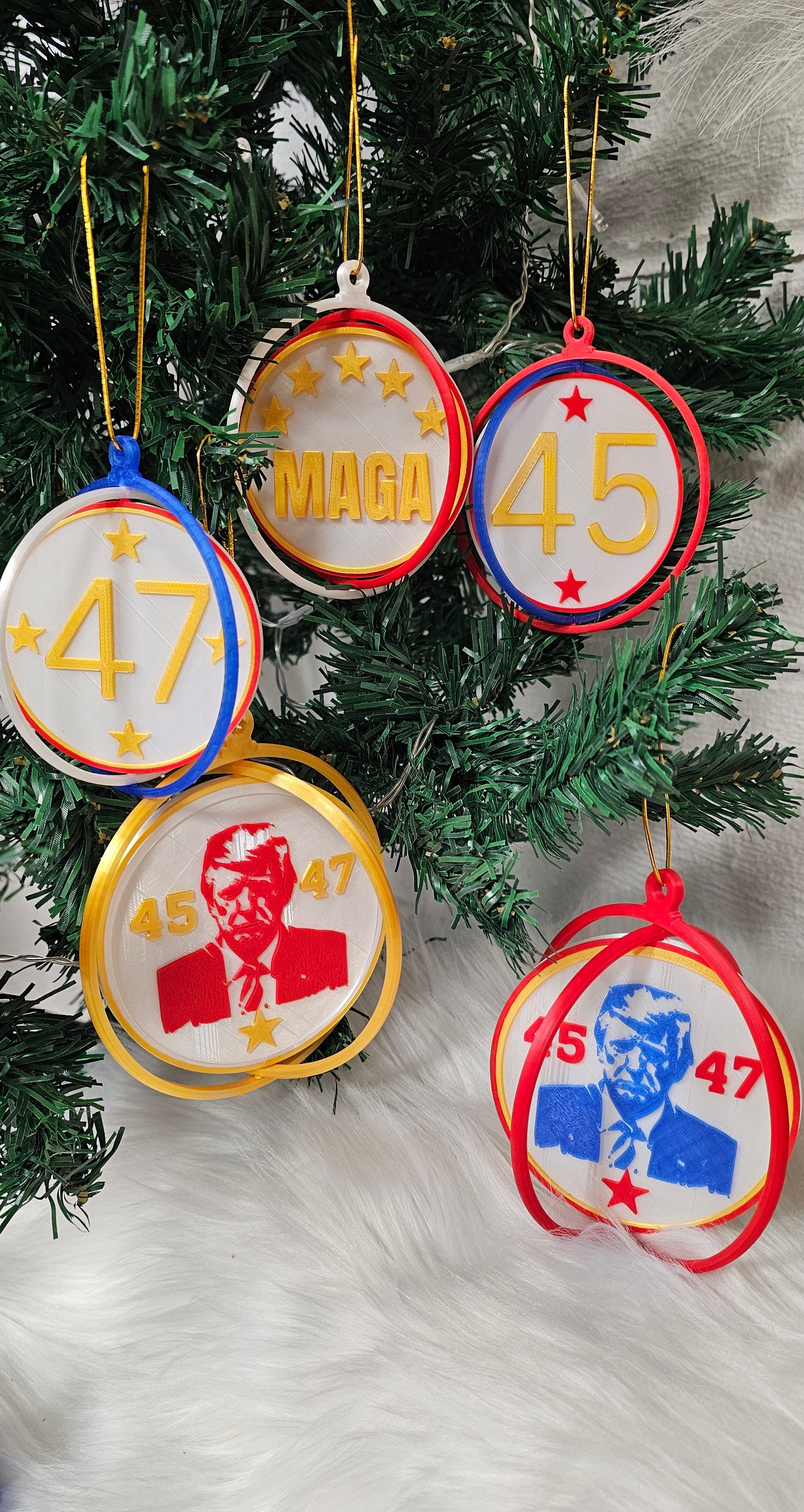 Ultimate Trump 3D Print Christmas Ornament Set Made in America