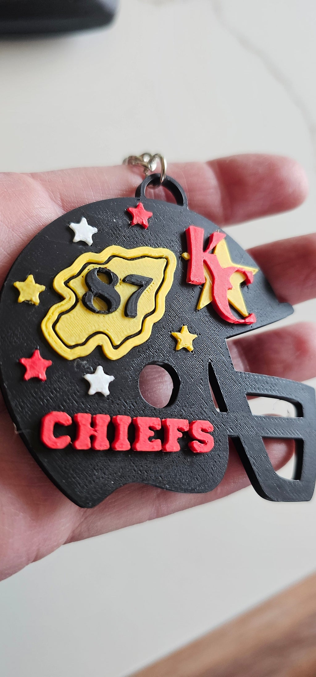 3D Print Chiefs Helmet Arrowhead Kc 15 Mahomes Kansas City 87 Kelce Football Keychain Made in America