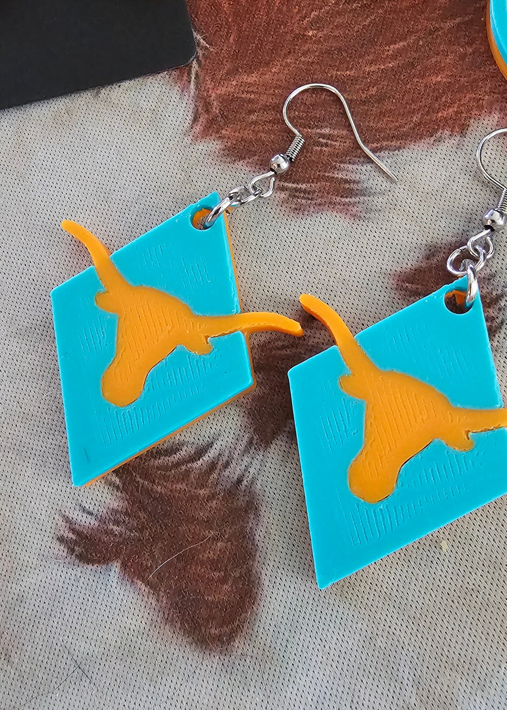 3D Print Set of 3 Pair Texas Longhorn Cowgirl Western Earrings Made in America