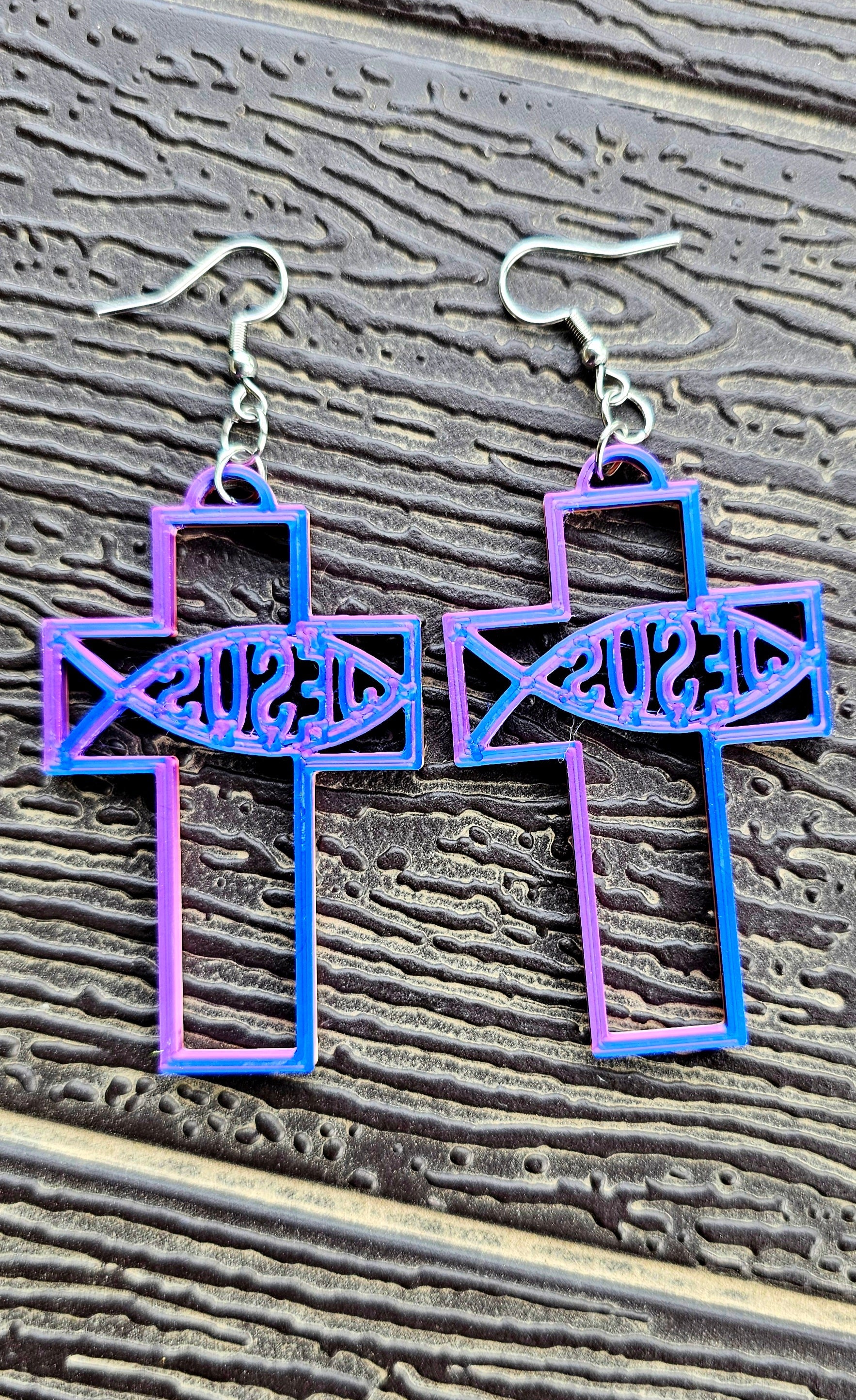 3D Print Christian Cross Faith Earrings Made in America