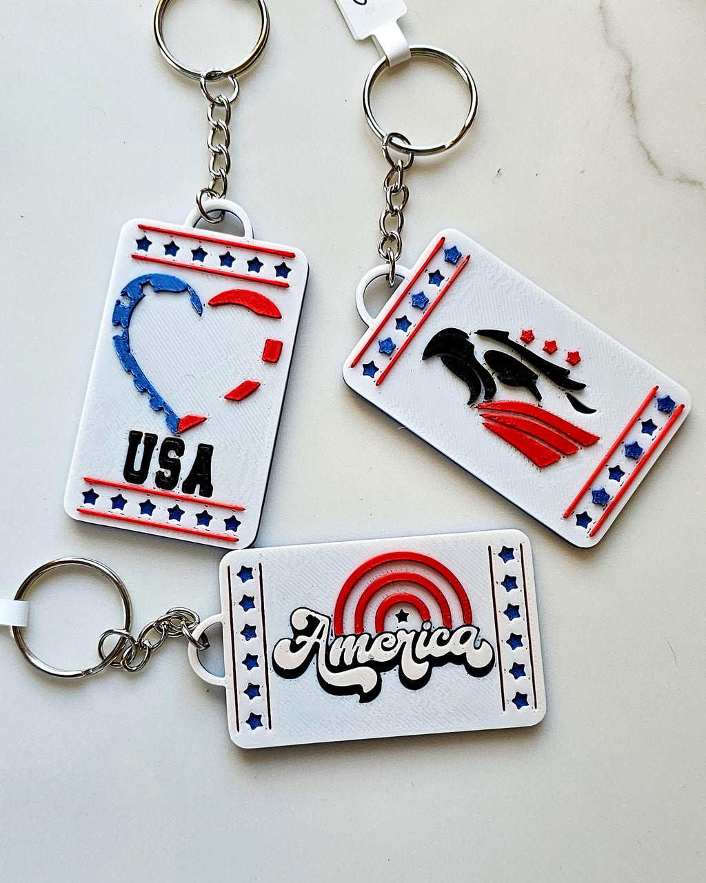 Patriotic Keychain - choice of styles - 3D Print USA - Made in America