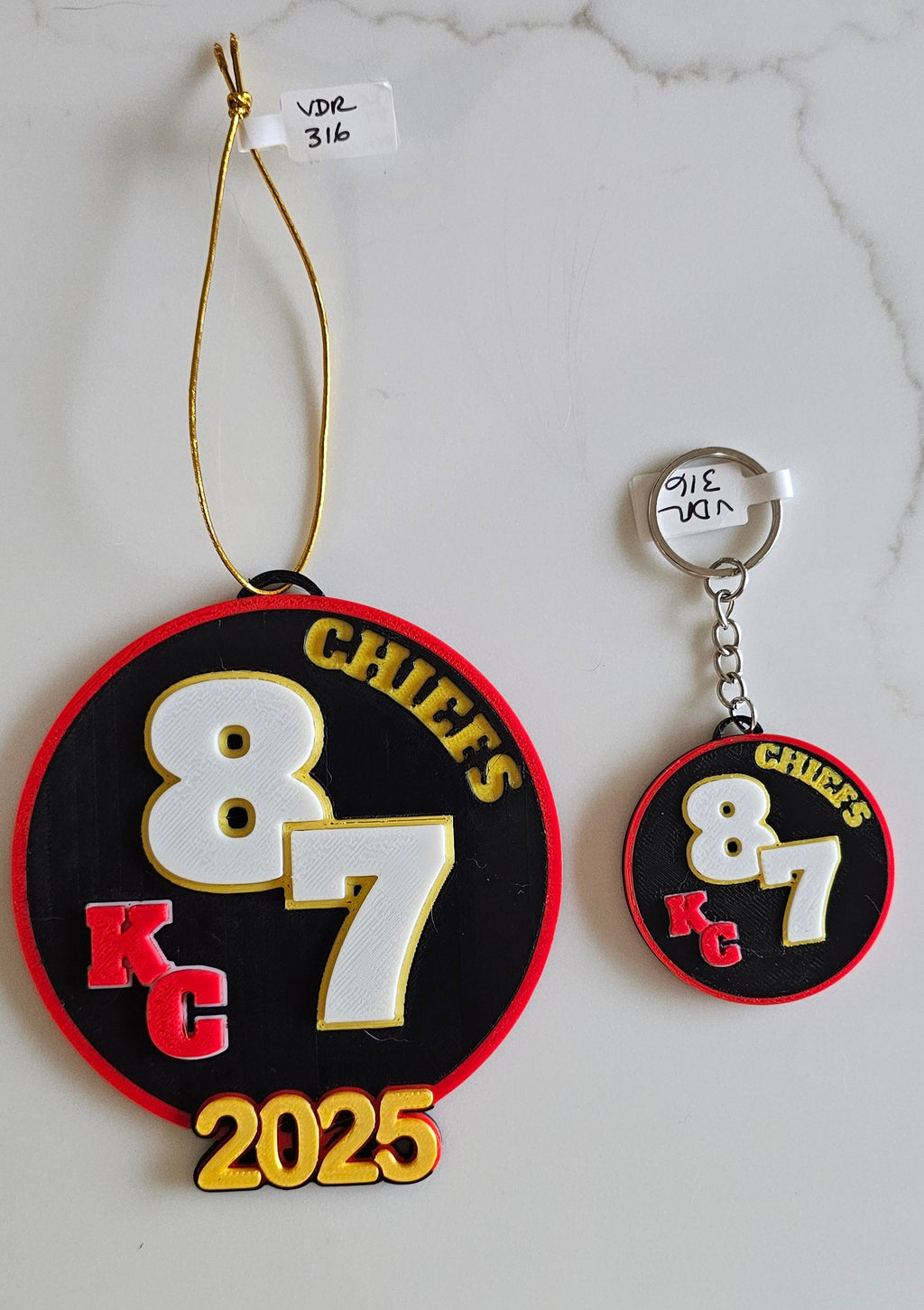 3D Print Chiefs Kc 87 Kelce Travis Kansas City Football Ornament or Keychain