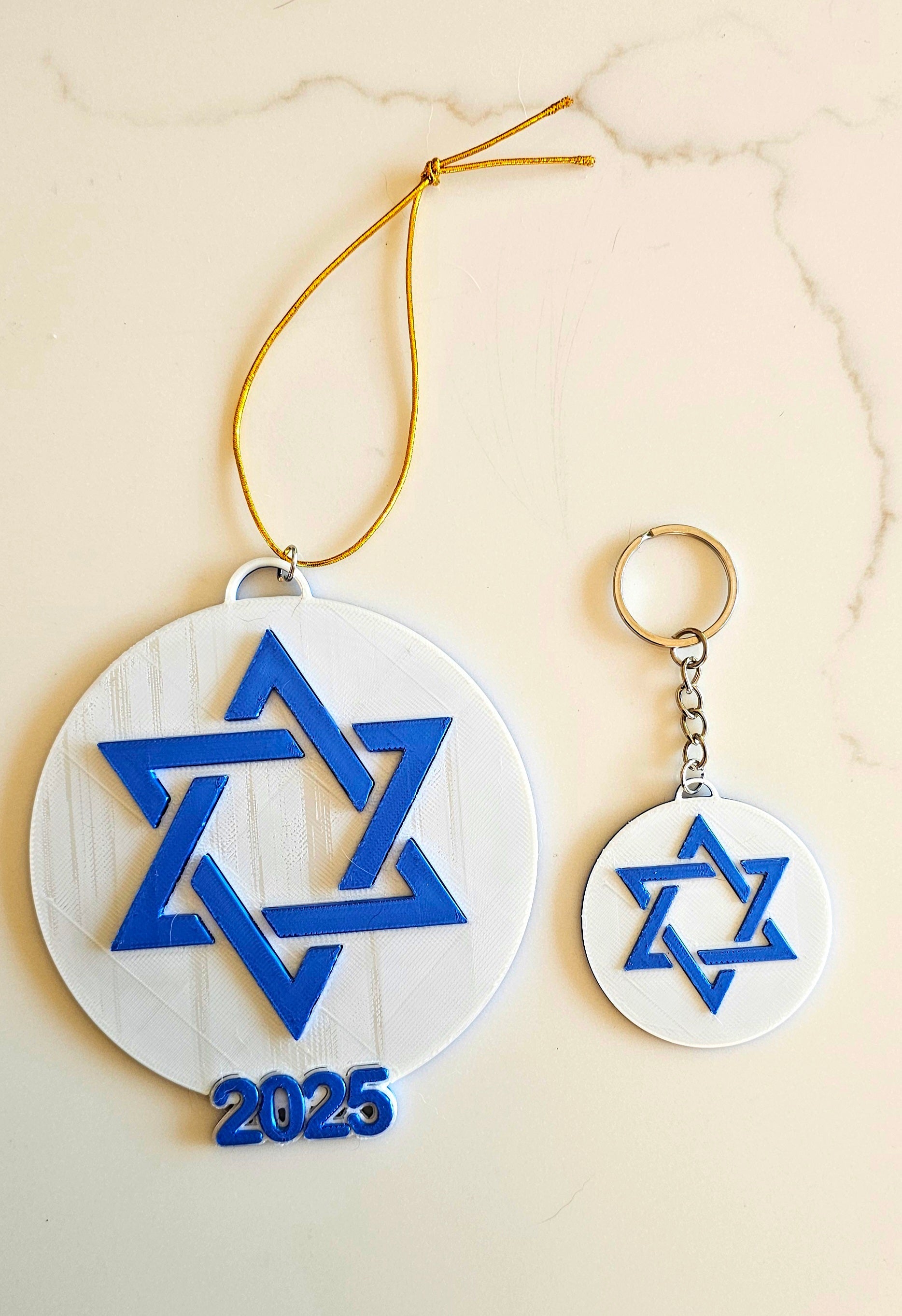 3D Print Israel Flag Star of David Ornament or Keychain